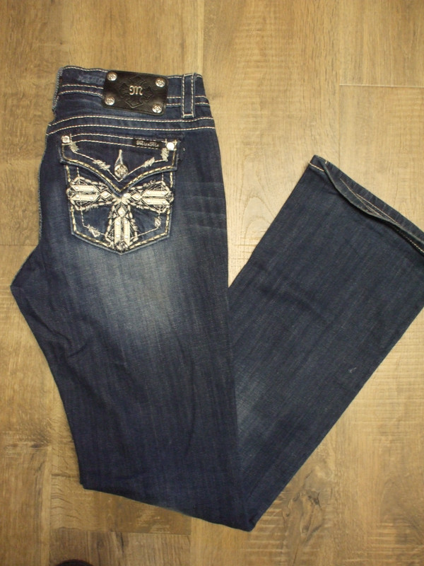 MISS ME Signature Boot Med Dark Blue Denim Jeans 30 X 34 Length 33.5  MINT Cond.