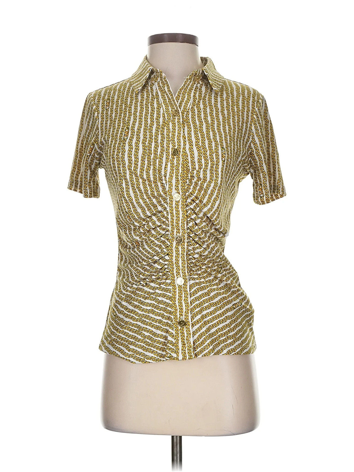 MICHAEL Michael Kors Women Gold Short Sleeve Blouse S