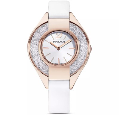 Swarovski 5519453 Crystalline Oval Rose Tone White Dial Women's Watch - NEW