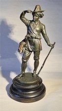 Spelter  Sculpture of a Man Hunting  carrying boar by Th�odore  Doriot French