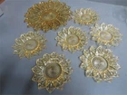 7pc Lot VTG Federal Glass Amber Yellow Sunflower Lg Plate 11.5" 6 Dessert 6.75"