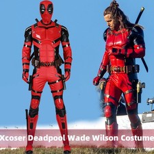 Xcoser Deadpool 3 Wade Wilson Cosplay Costume Jumpsuit Mask Red Full Suit Outfit