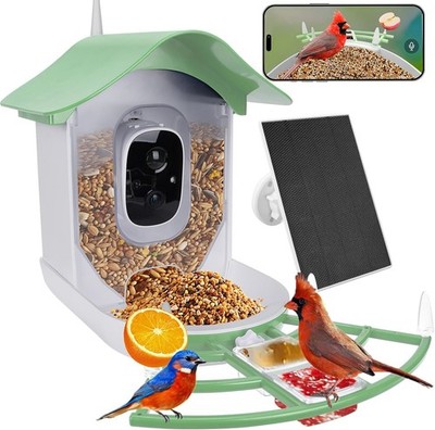 Smart Bird Feeder W/ Camera Solar Powered,AI Identify Species,2K HD Video Auto