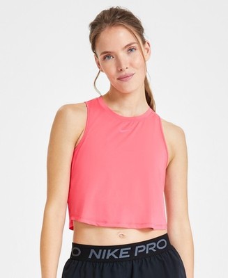 Nike L7307 Women's Aster Pink One Classic Training Cropped Tank Top Size XS