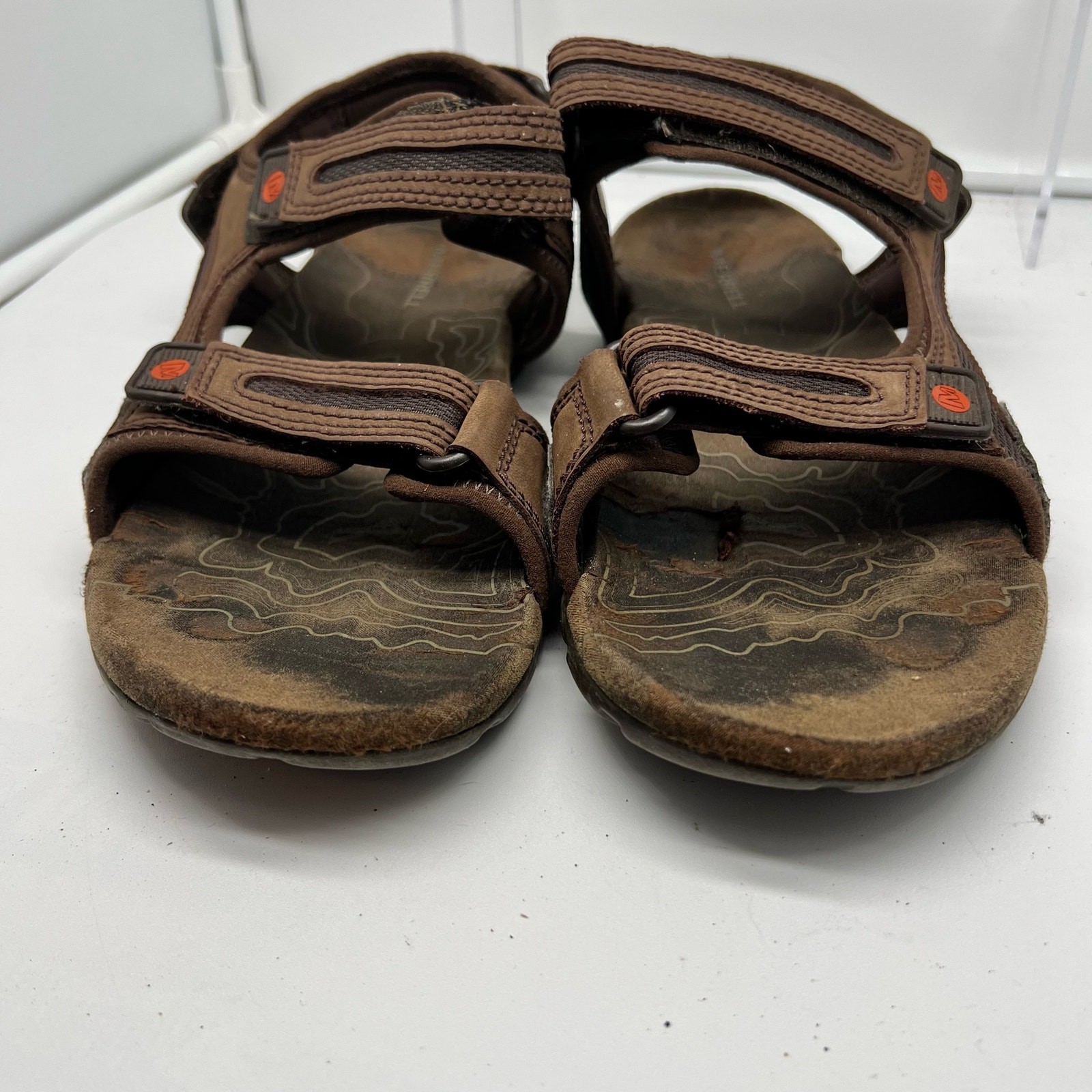 Sandali Merrell uomo taglia 10 sabbia rovere terra scura ceramisti pelle argilla