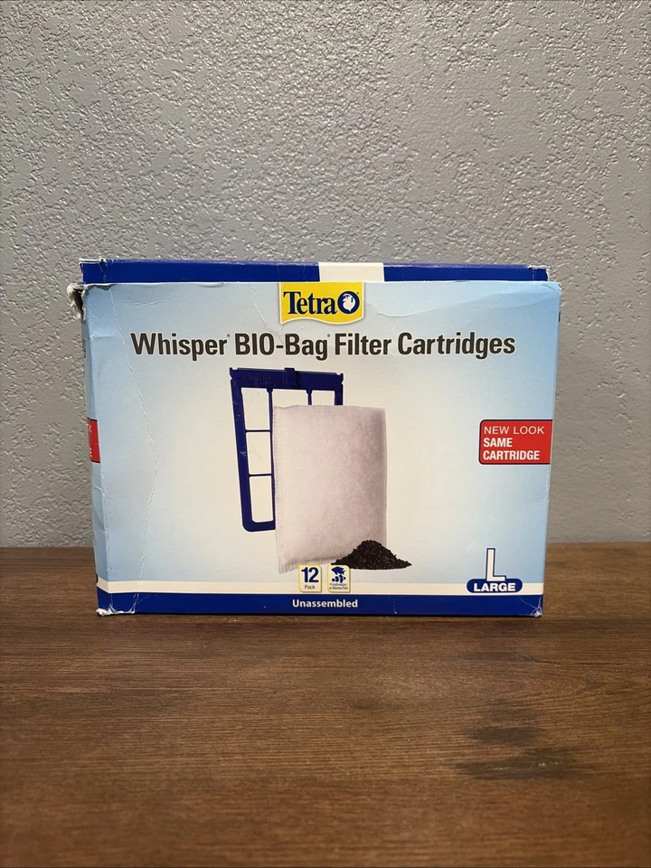 BRANDED TETRA WHISPER BIO-BAG DISPOSABLE FILTER CARTRIDGES UNASSEMBLED LARGE 12 PACK New