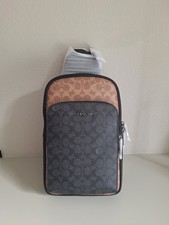NWT Coach Ethan Pack X-Body Blocked Signature Canvas CZ394 In TAN CHARCOAL BLACK