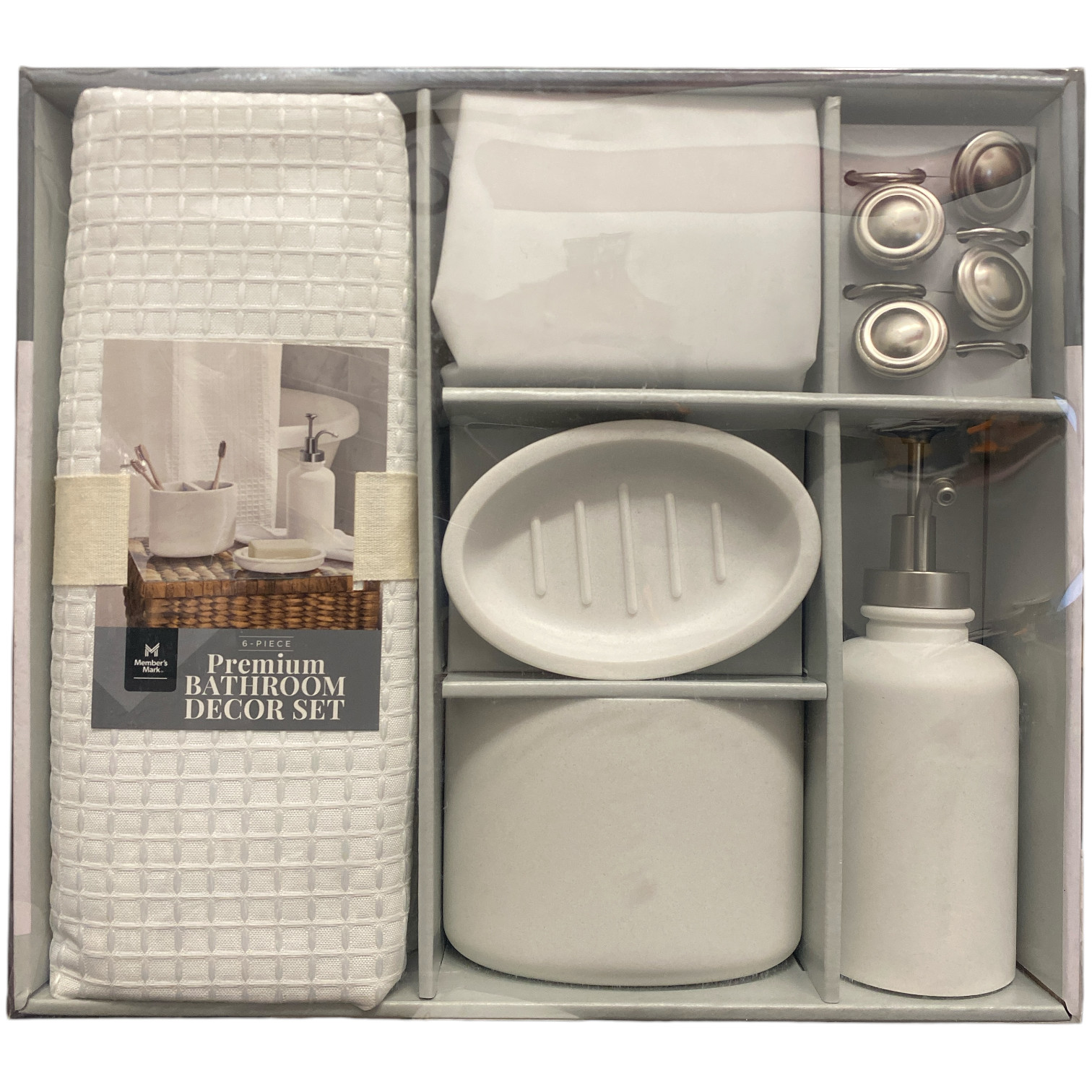 Набор аксессуаров для ванной премиум-класса Members Mark из 6 предметов белый 9590₽
