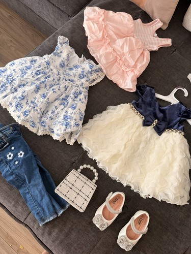 Rare Editions Link Girls' Formal Dress Set 3T Blue Pink Navy Flower Girl