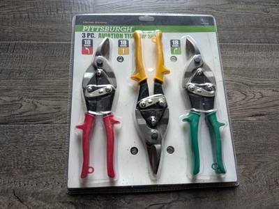 Pittsburg 3PC Aviation Tin Snip Set: Left, Straight & Right Cut Snips 10''