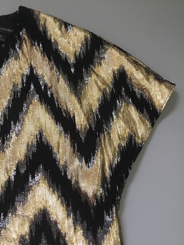 Banana Republic schwarz metallic gold silber Chevron Bluse Damen Größe S $ 120  - Bild 4 von 6