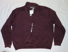 CROFT  BARROW MENS XL RED BURGUNDY 1/4 ZIP FLEECE PULLOVER SWEATSHIRT NEW NWT