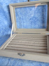 Jewelry Box - Gray Velveteen Ring Case with Clear Cover - Nice