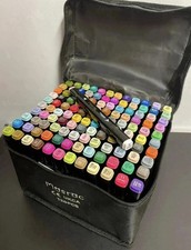 120 Dual Tip Art Markers Colour Pens With Carrying Case For Sketching Calligraph