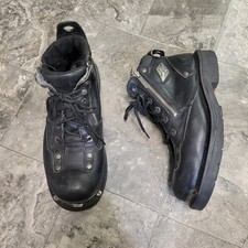 Vintage Harley Davidson Biker Boots Black Leather Side Zip Metal Logo 91331 10