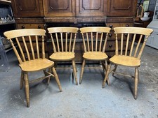 Set Of 4 Vintage Farmhouse Pine Dining Chair