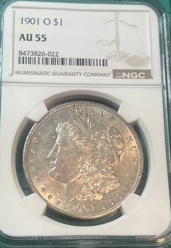 1901 O MORGAN Silver DOLLAR NGC AU55 Graded $1 Coin 90% US AU 55