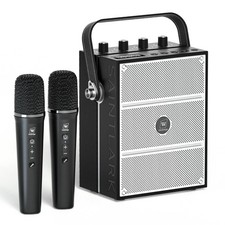 100W Powerful Voice Amplifier with 2 Wireless Microphones, Big Medium, Black