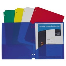 C-Line Products 32930 Two-Pocket Heavyweight Poly Portfolio Folder  3-Hole Pu...