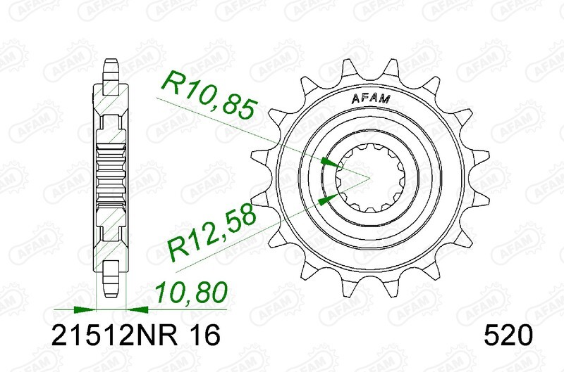 Pignon antibruit acier AFAM 21512NR 520 pour rouler sans vibrations sur route