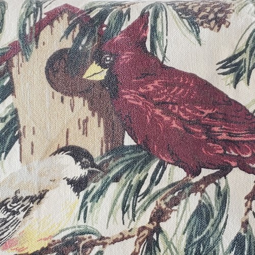 Vintage Franco Standard Pillow Case Winter Birds Red Blue Green Trees Pinecone - Picture 10 of 12