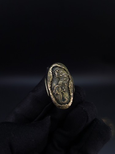 Dragón de oro japonés Fuchi y Kashira para Wakziashi, período Edo antiguo B098 - Imagen 3 de 14
