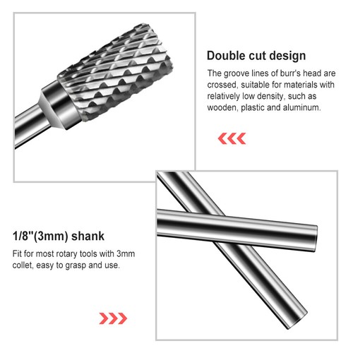 Double Cut Tungsten Carbide Bit Metal Carving Cutter Burr Set 1/8" Shank 10Pcs - Picture 6 of 9