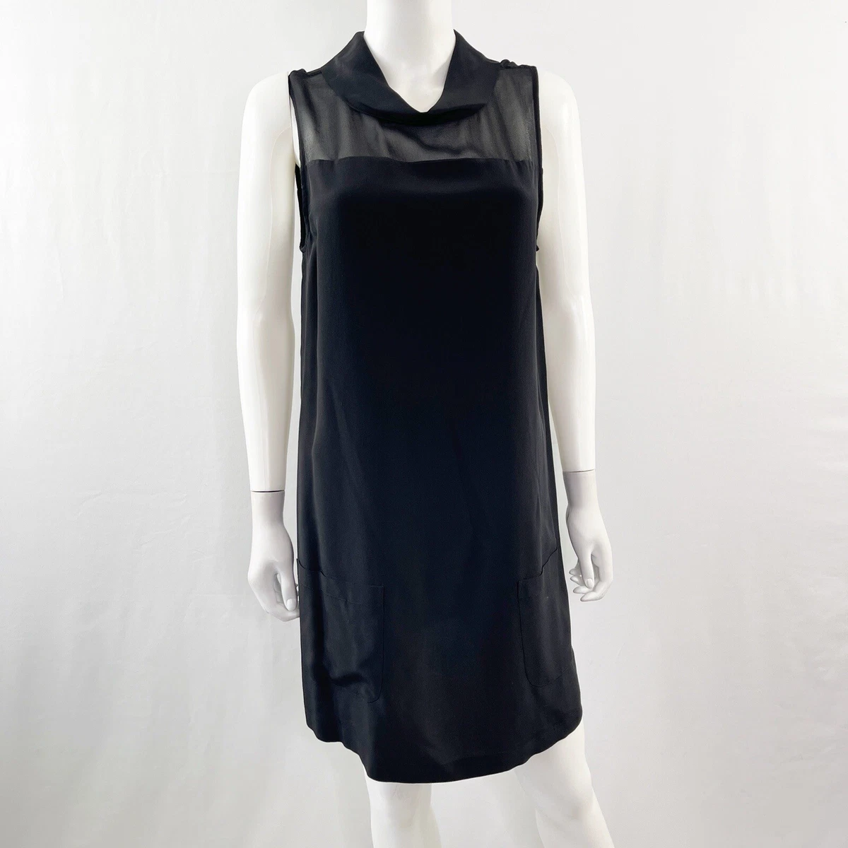 joie silk tank dress Joie Women Black Silk Shift Tank Dress Set Sleeveless Size L