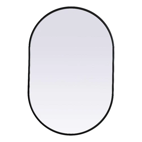 Elegant Decor Asha 24x36" Oval Modern MDF Wood/Iron Mirror in Black - Picture 1 of 11