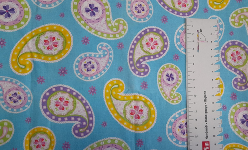 Patchworkstoff, Baumwollstoff, türkis, Paisley , 100 x 110 cm (VB) - Bild 3 von 5