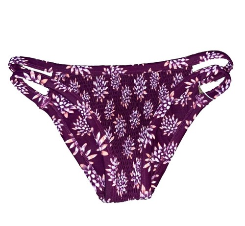 Tori Praver Damen Bademode Cutout Seiten Blumen Peahi Bikinihose Lila LRG - Bild 2 von 6