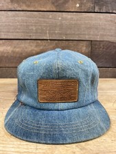 Vintage Levis Orange Tab Leather Denim Strapback Hat Dad Cap Big E