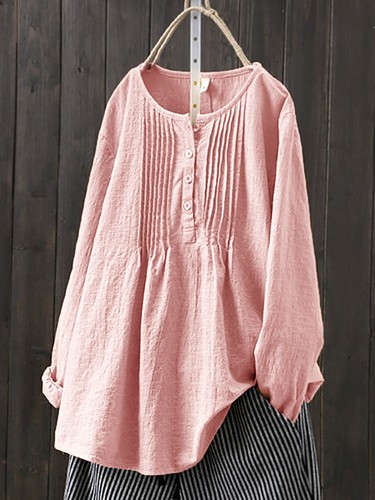 Plus Size Womens Cotton Linen Baggy Tunic Tops Ladies Long Sleeve T-Shirt Blouse - Picture 11 of 13