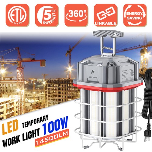 2Pack 100W LED Temporary Work Light Linkable Construction Jobsite Hanging Lamp - Picture 2 of 12