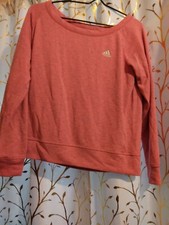 ADIDAS CLIMALITE size small pink boat neck lightweight sweatshirt