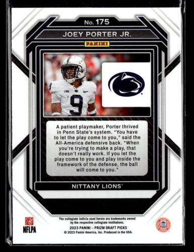 2023 Panini Prizm Draft Picks #175 Joey Porter Jr. RC - Picture 2 of 2