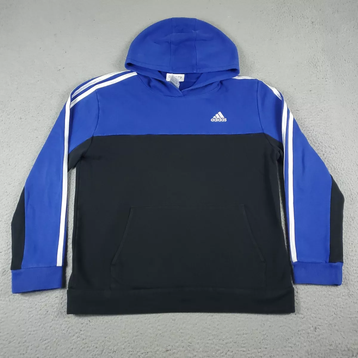 Adidas Sweater Boys XL Blue Black Pullover Hoodie Sweatshirt Youth