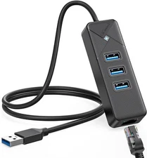 GiGimundo USB A to Ethernet Adapter 3 Ports USB 3.0 Hub Multi Ports USB Splitter