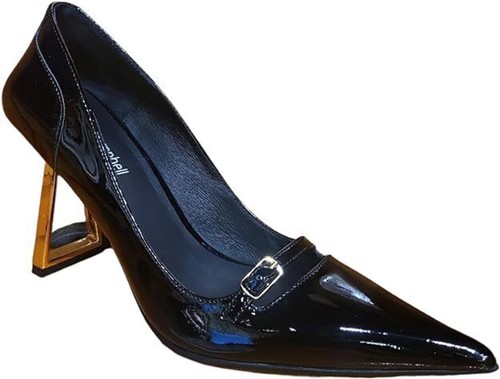 Jeffrey Campbell INFLUENCE Heels Black Patent Gold Size 7, 7.5 NEW IN BOX - Picture 4 of 9