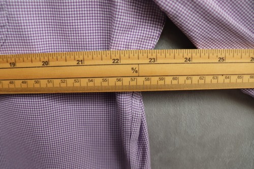 Ralph Lauren Herren Hemd 17,5 Langarm tailliert bügelfrei Gingham Lila - Bild 9 von 11