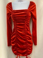Wild Fable™ Long Sleeve Ruched Velvet Red Bodycon Dress Variety Sz MSRP $30