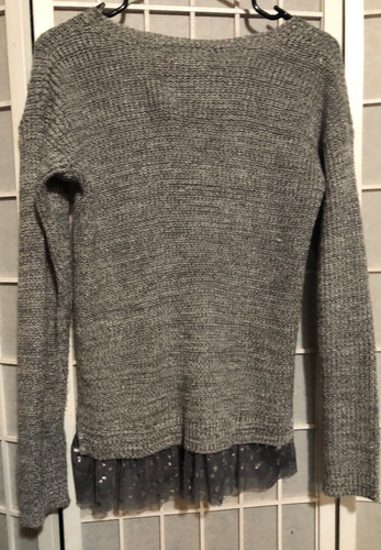 SO Tunic Sweater Girls SIZE 16 Gray Silver Long Sleeve Round Neck - Picture 4 of 5