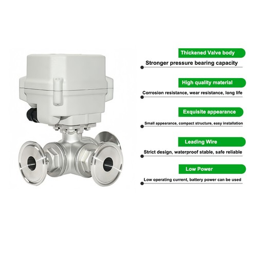 3/4''-1.25'' Sanitary Tri-Clamp Motorized Ball Valve 3-Way AC110-230V,CR3-03 - Picture 5 of 12