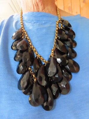 Vtg Kate Spade ''Cascade'' Black Lucite Double Strand Necklace $159 On Internet