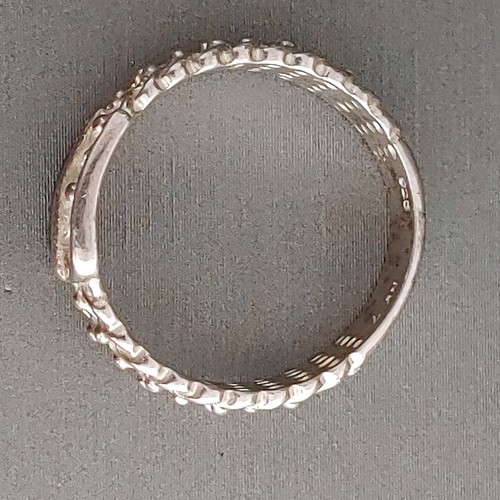 Sterling Silver Fixed Belt Buckle Filigree Band Ring 925 Sz 7 - Picture 2 of 4