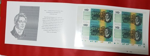 1991 AUSTRALIAN $10 UNCUTBLOCK OF 4 FRASER/COLE BLACK OVERPINT INTERNATIONL FAIR - Picture 5 of 10