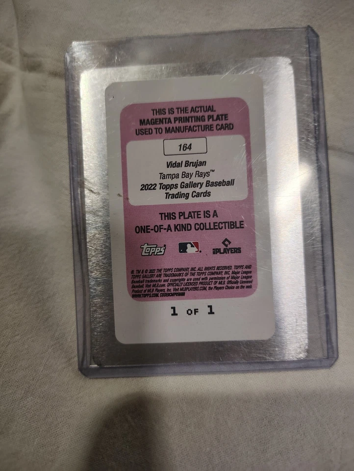 2022 Topps Magenta Printing Plate Vidal Brujan 1 of 1 - Image 2 of 2