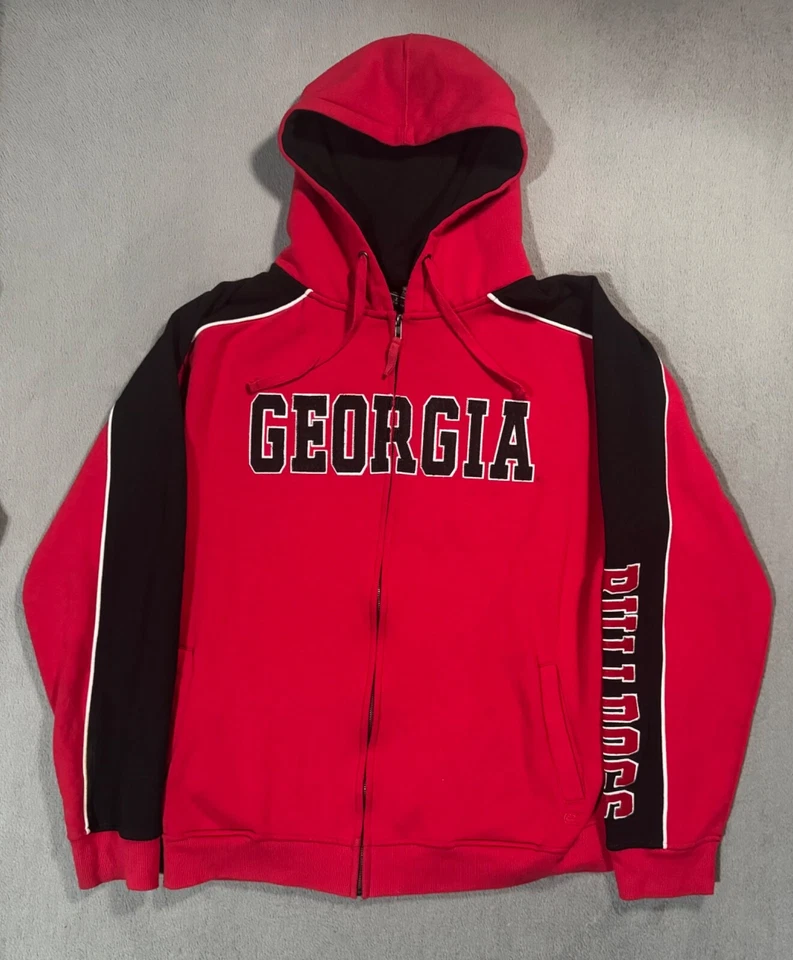 Georgia Bulldogs De Colección Y2K NCAA Deportes de Invierno SEC Cremallera Chaqueta Sudadera con Capucha XL Foto 2 de 4