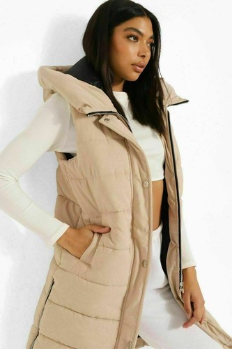 Damas Mujeres Nueva Chaqueta Chaleco Amortiguador Línea Larga con Capucha (Reino Unido S - 4xl) - Imagen 8 de 22