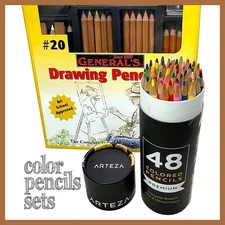 General's Drawing Pencil Set and Arteza Colored Pencils Set - Both Made in USA